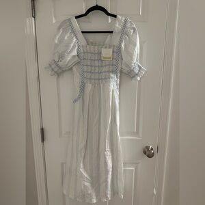 Elegant Blue and White Striped Dress